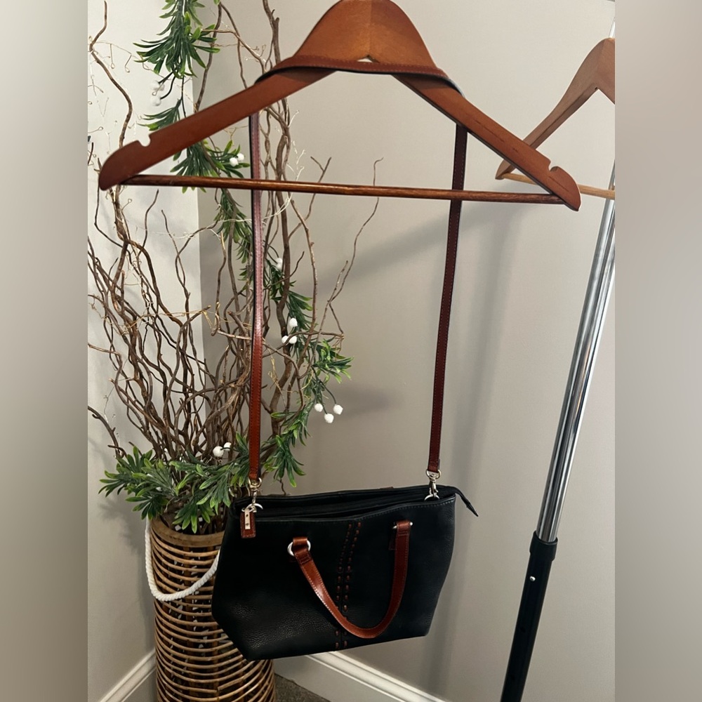 Fossil - Black and brown leather hand and crossbody purse